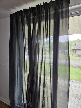 IKEA VIVAN Black Sheer Curtain Panels